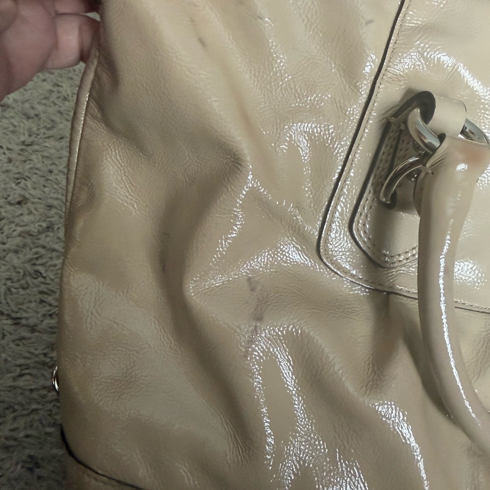 Coach Beige Leather Satchel with Floral Scarf - Picture 7 of 10